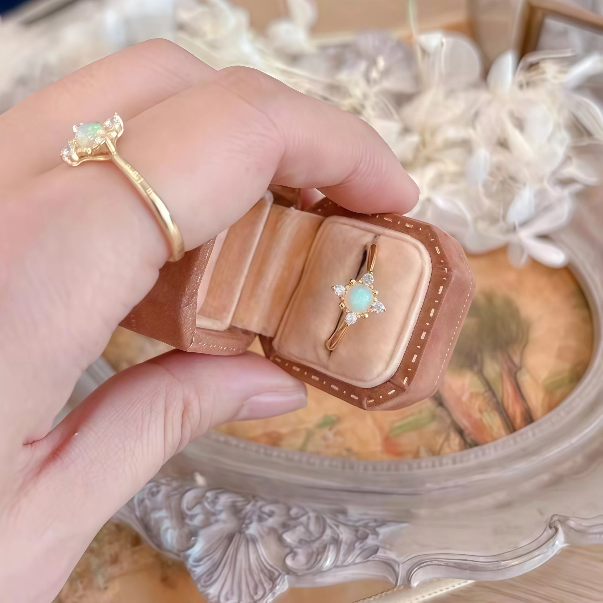 Boho Vintage Blue Opal Two‑Piece Set - Hope & Luck