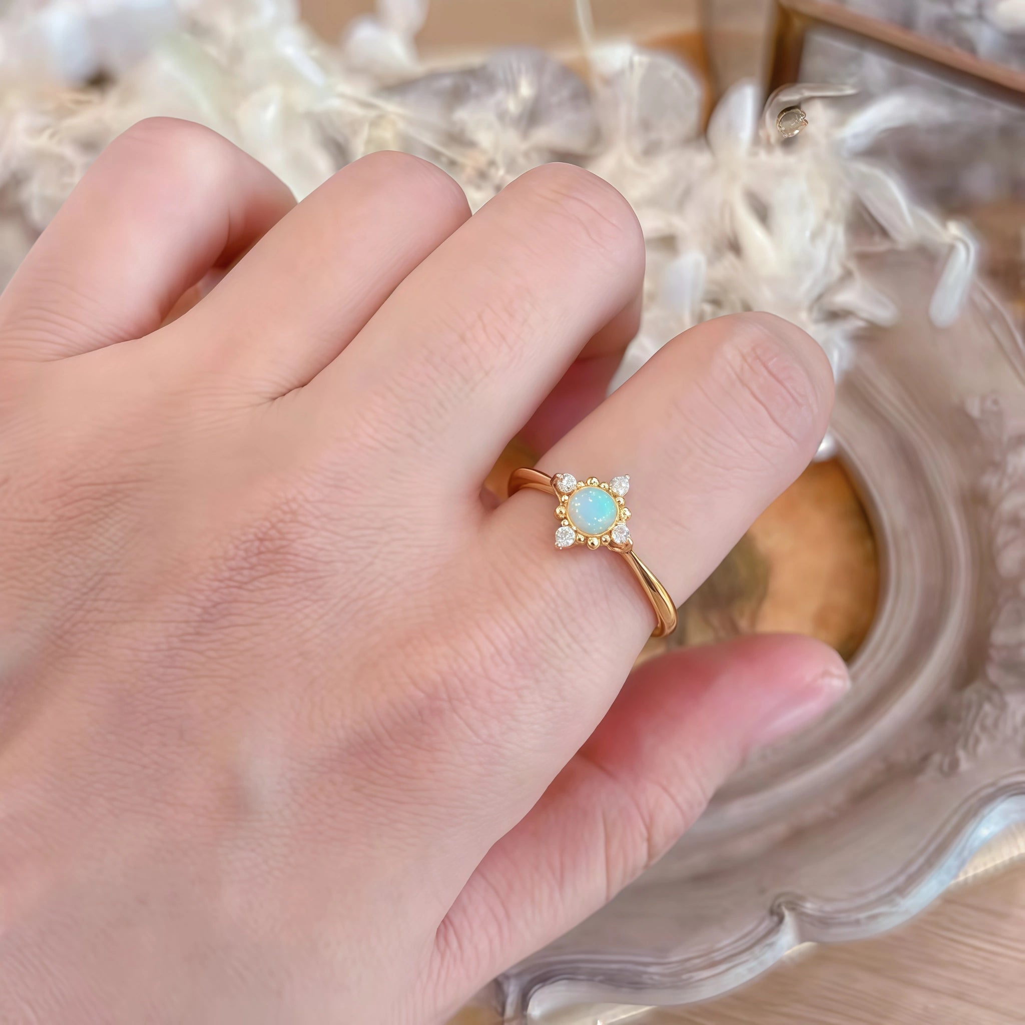 Boho Vintage Blue Opal Two‑Piece Set - Hope & Luck
