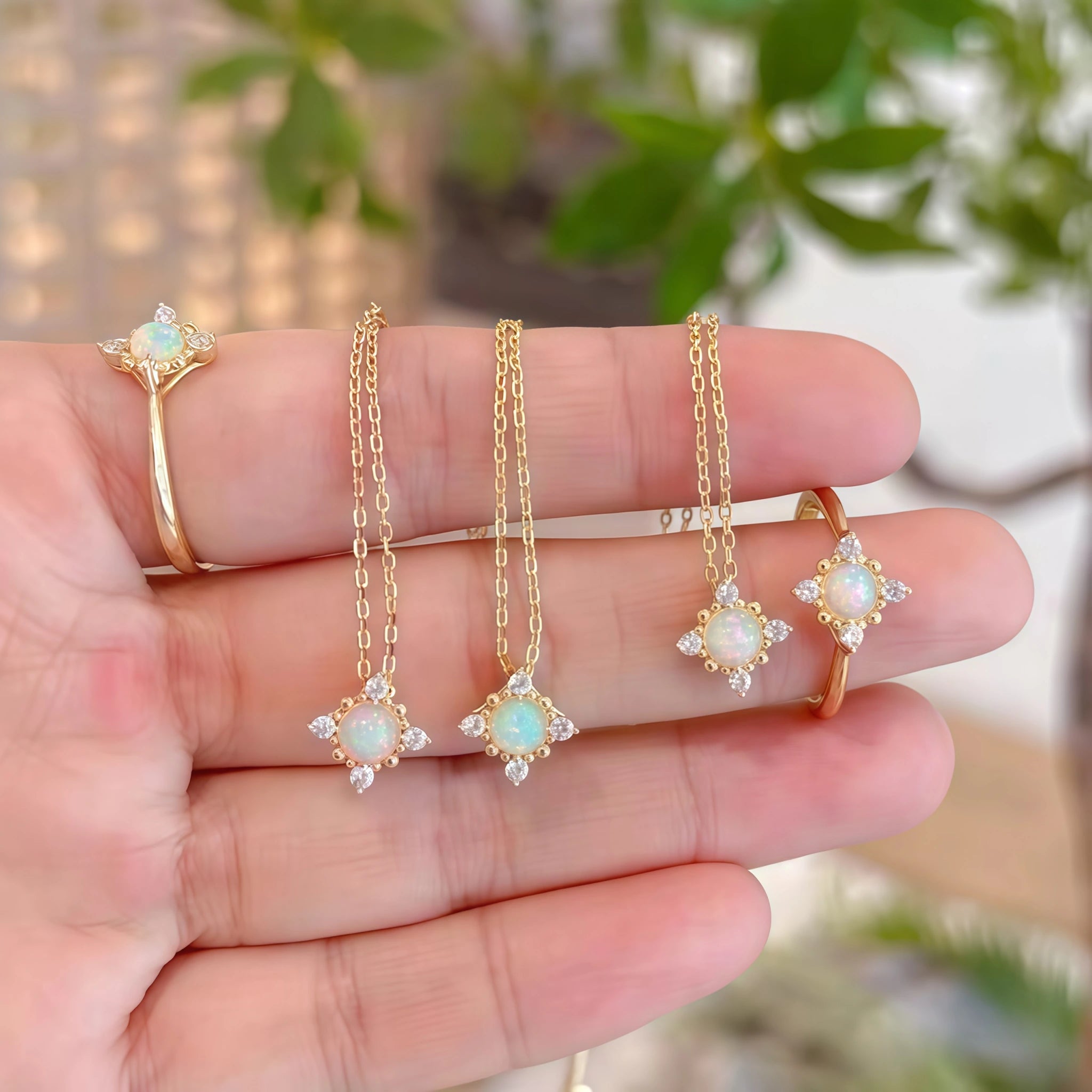 Boho Vintage Blue Opal Two‑Piece Set - Hope & Luck