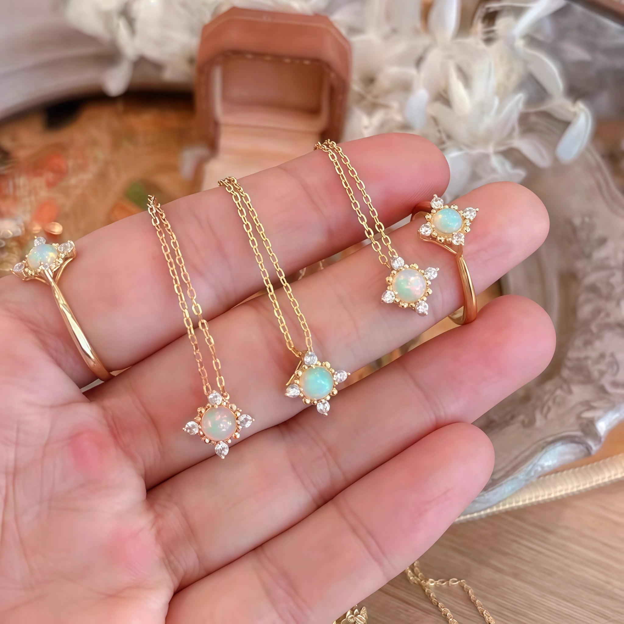 Boho Vintage Blue Opal Two‑Piece Set - Hope & Luck