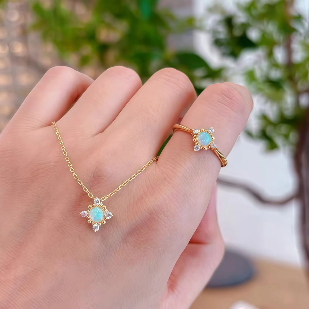 Boho Vintage Blue Opal Two‑Piece Set - Hope & Luck