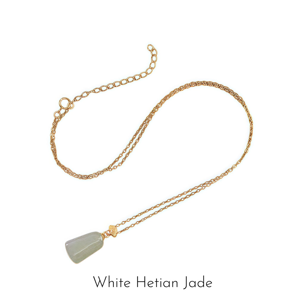 Natural Trapezoid Hetian Jade Wu Shi Pai Necklace - Peace & Purity