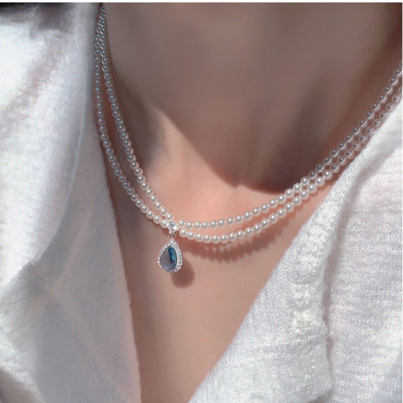 Teardrop Sky Natural Aquamarine Necklace - Find Inner Peace
