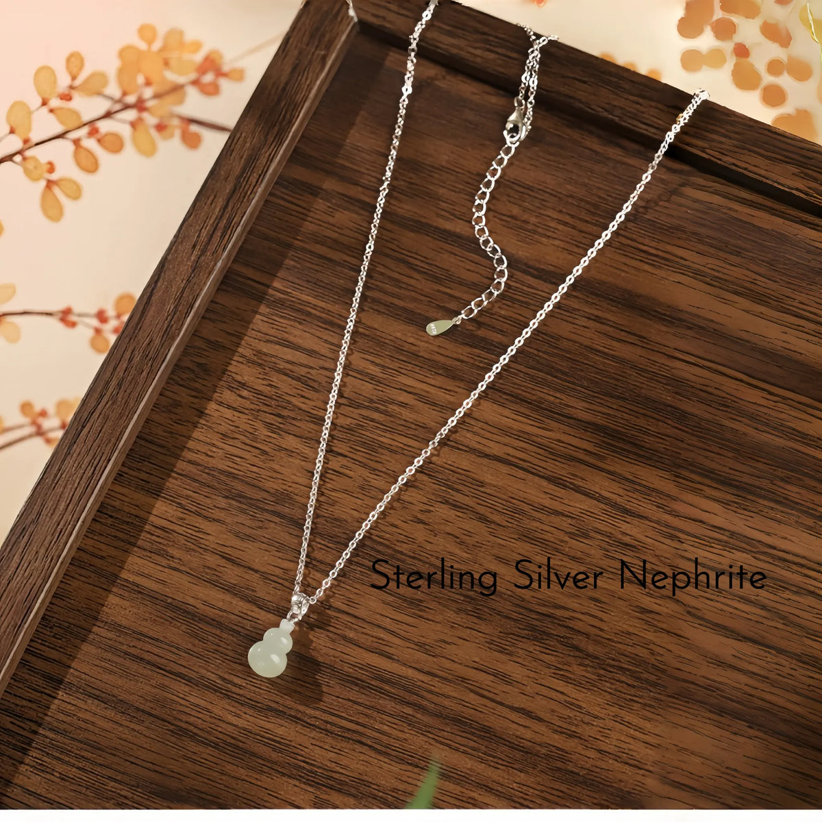 Natural Nephrite Gourd Necklace - Stone of Blessing & Prosperity