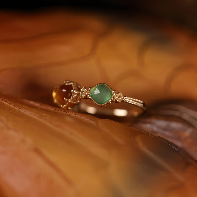 Bague vintage en cristal de citrine naturelle - Succès et confiance en soi