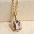 Amethyst Rectangle Pendant Necklace - Calm Mind & Peaceful Sleep