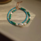 Turquoise, Pearl & Shell Stackable Bracelet - Embrace Natural Serenity
