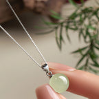 Hetian Jade Turnover Bead Pendant S925 Chain Necklace - Calm Mind and Steady Blessings