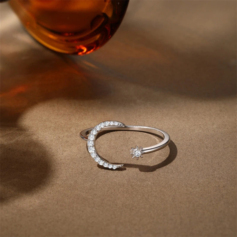 Star Moon Open Ring – Wear Your Fortune Under the Sky