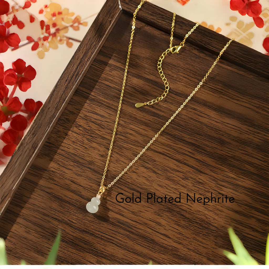 Natural Nephrite Gourd Necklace - Stone of Blessing & Prosperity