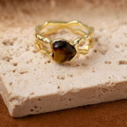 Bague Cœur Œil de Tigre - Apaise l'Esprit et Repousse les Perturbations Extérieures