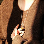 Natural Tiger Eye Stone Necklace, Floating Planet - Steady Career & Prosperous Life