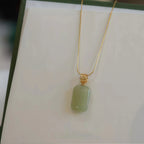 Gentle Natural Hetian Jade Plain Tablet Necklace - Peace & Serenity