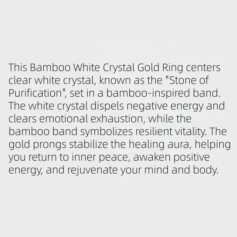 Bamboo Natural Clear Quartz Ring Creativity Strength