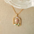 Rose Pink Necklace/Bracelet/Ring/Earrings Set - Sincere Romantic Love