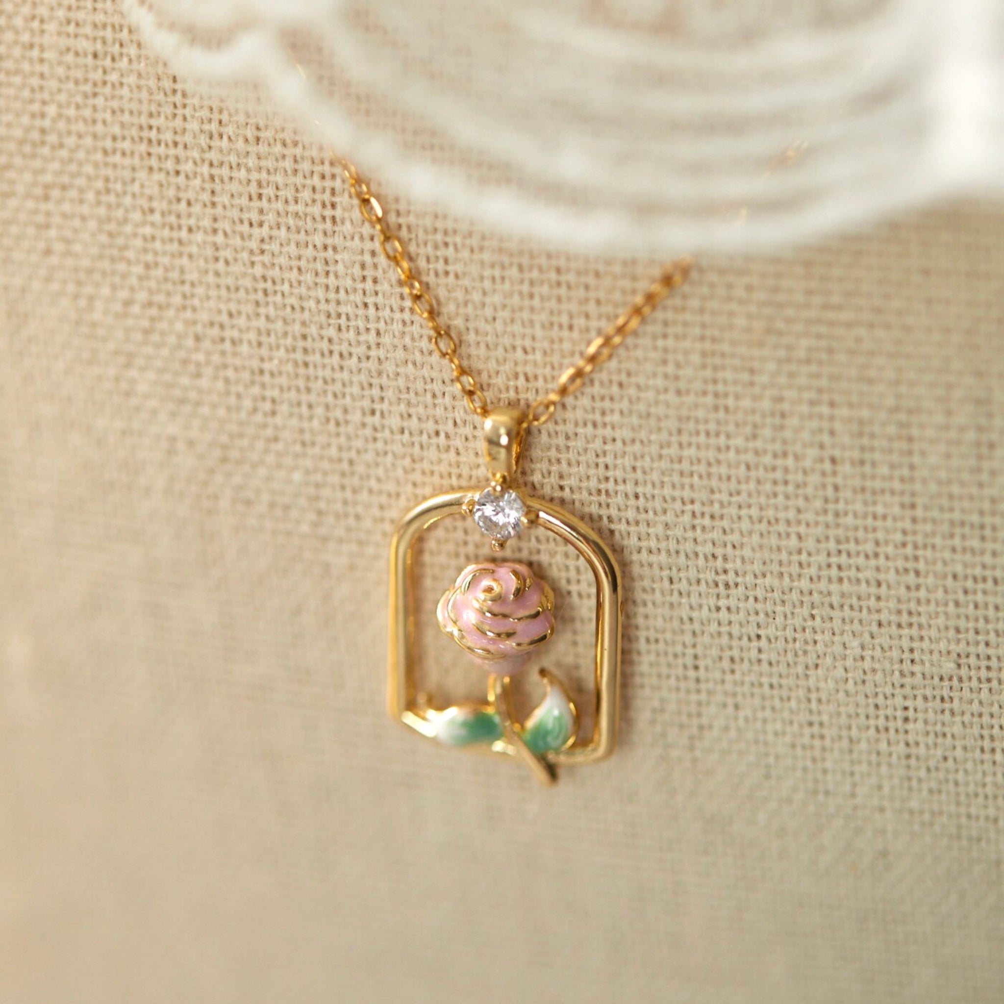 Rose Pink Necklace/Bracelet/Ring/Earrings Set - Sincere Romantic Love