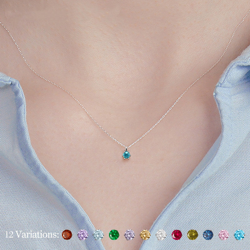 Vintage Fine 12 Birthstone Clavicle Necklace, Ideal Birthday Gift Accessory
