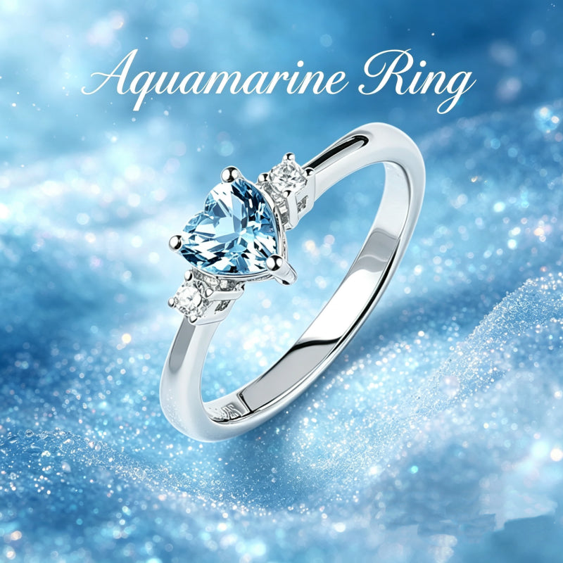 Natural Aquamarine Heart Ring - Wealth Attractor & Nobleman Luck