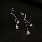Collier/Boucles d'oreilles Bénédiction Étoile et Lune - Les Étoiles Guident Votre Chemin, la Goutte d'Eau Contient l'Énergie Spirituelle