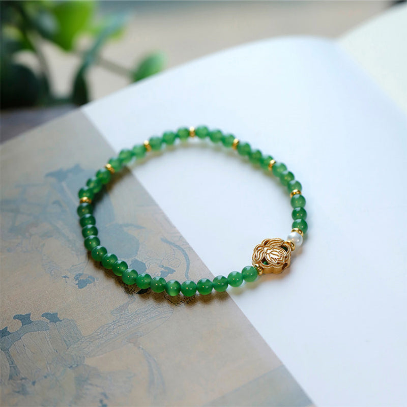 Bracelet en jade Hetian naturel Lotus Éclat Pur