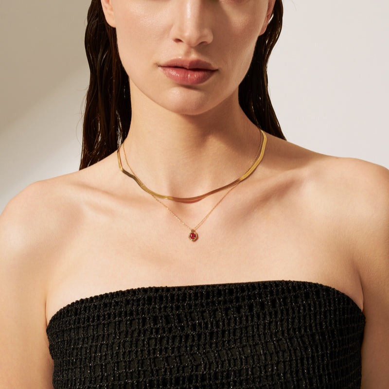 IT'S ME Series S925 Silver Birthstone Necklace, Women Dainty Clavicle Chain, Perfect Birthday Gift