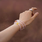 Triple Wrap Natural Rose Crystal Bracelet - Embrace Love & Warmth
