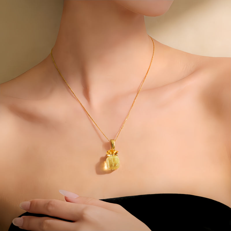 Golden Fortune Bag Citrine Necklace