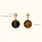 Boucles d'oreilles Œil de Tigre Naturel, Style Minimaliste Vintage - Attire la Richesse