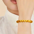Bracelet brésilien authentique en œil de tigre doré naturel pour femme - Attire la richesse