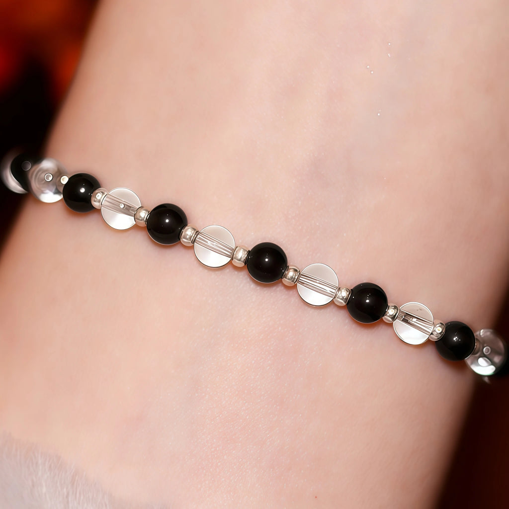 Cool Dark‑Tone Stacking Beaded Bracelets - Protection & Purification