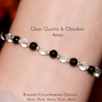 Obsidian, Black Onyx & Clear Quartz Stackable Bracelet - Protection & Balance