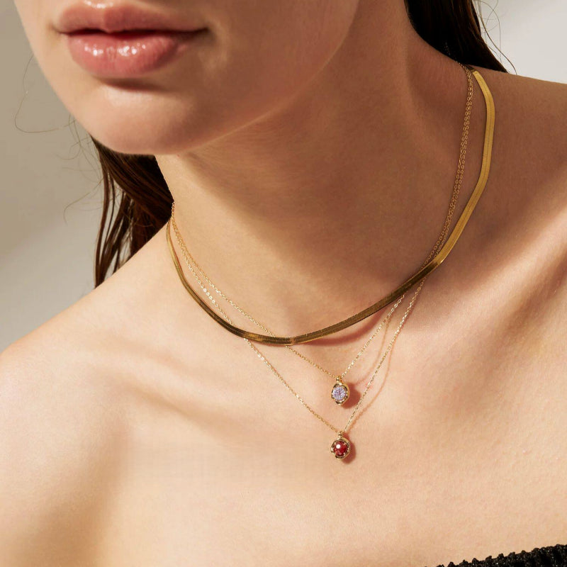 IT'S ME Series S925 Silver Birthstone Necklace, Women Dainty Clavicle Chain, Perfect Birthday Gift