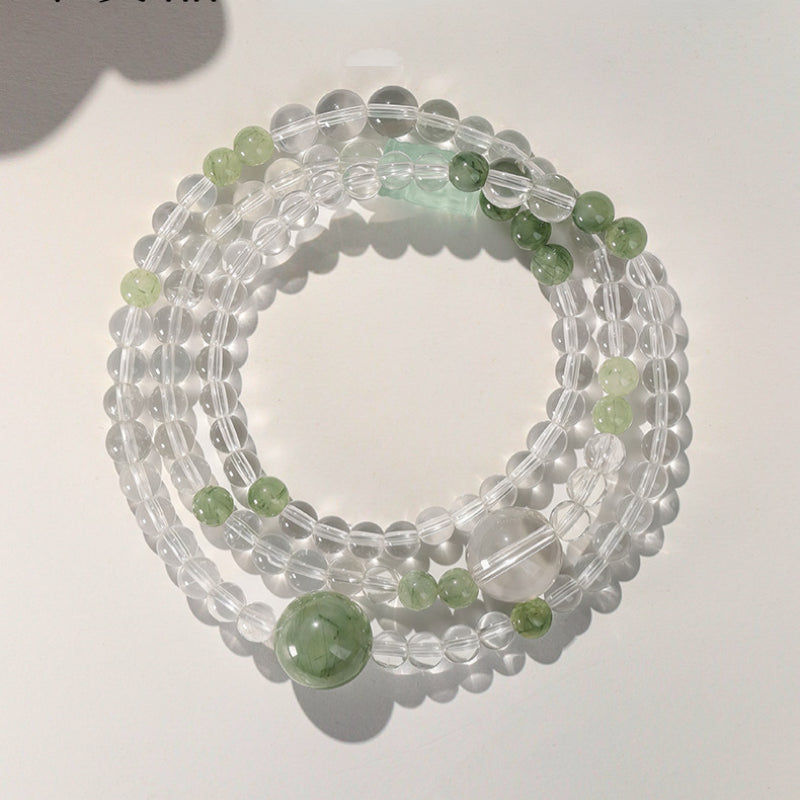 Natural Clear Quartz Green Minimalist Energy Bracelet