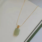 Gentle Natural Hetian Jade Plain Tablet Necklace - Peace & Serenity