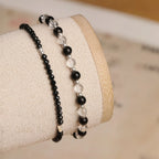 Cool Dark‑Tone Stacking Beaded Bracelets - Protection & Purification
