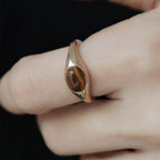 Natural Tiger Eye Stone Ring With Retro Temperament, Light Luxury Versatile Ring