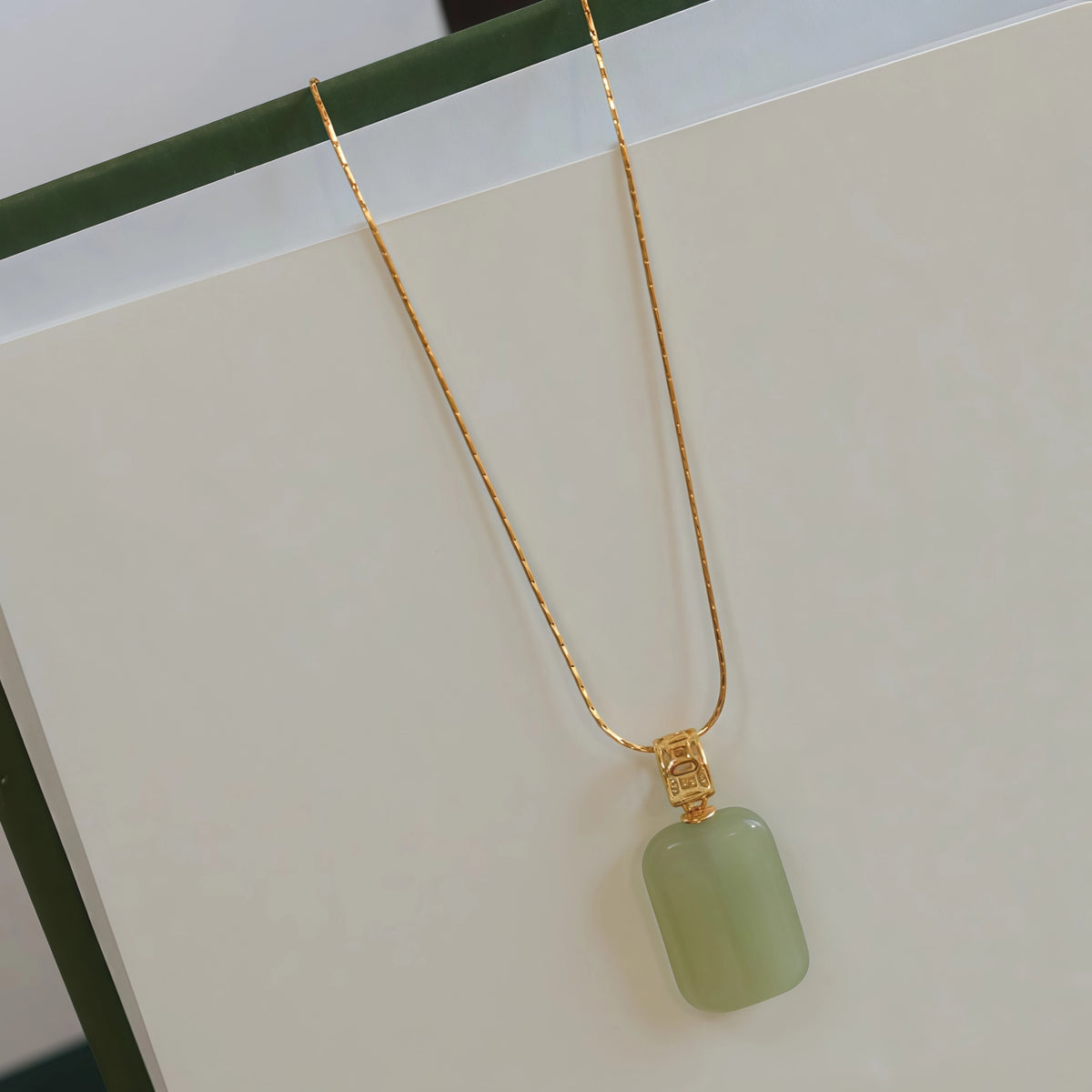 Gentle Natural Hetian Jade Plain Tablet Necklace - Peace & Serenity
