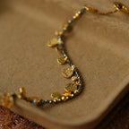 Hand‑Hammered Gold Coin Natural Stone Beaded Stack Bracelet - Healing, Inner Power