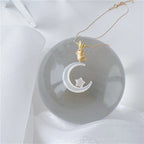 Magical Starry Moon Rabbit Necklace — Cute Bunny on Moon Star Pendant