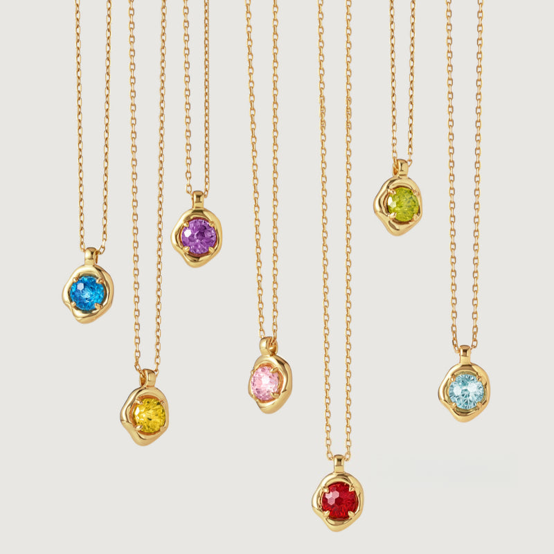 IT'S ME Series S925 Silver Birthstone Necklace, Women Dainty Clavicle Chain, Perfect Birthday Gift