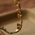 Hand‑Hammered Gold Coin Natural Stone Beaded Stack Bracelet - Healing, Inner Power
