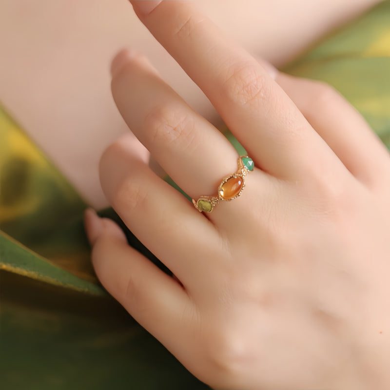 Bague vintage en cristal de citrine naturelle - Succès et confiance en soi