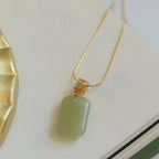 Gentle Natural Hetian Jade Plain Tablet Necklace - Peace & Serenity