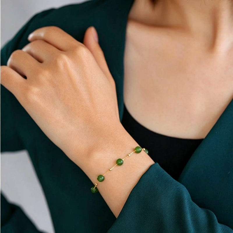Bracelet en jade Hetian naturel Lotus Éclat Pur