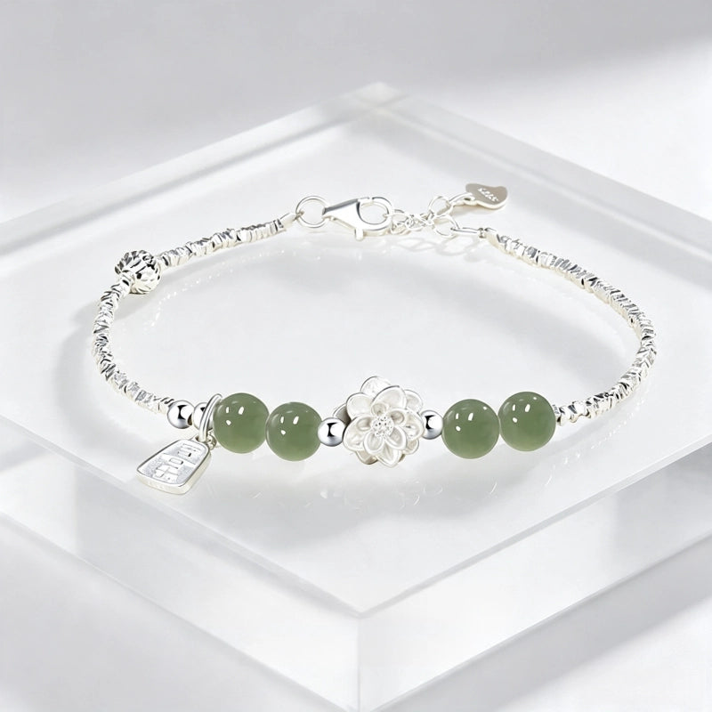 Bracelet Lotus Lumière Intérieure en Jade Naturel du Hetian