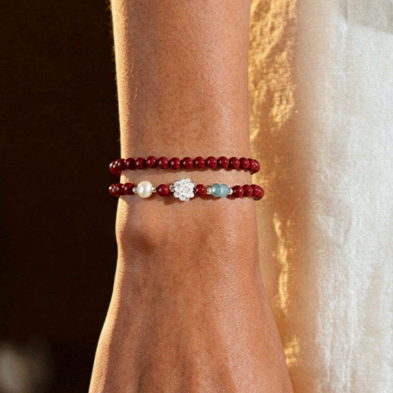 Bracelet de cinabre naturel Renouveau Lotus Rouge