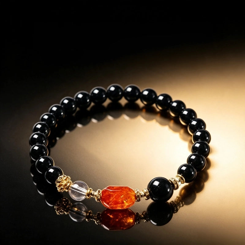 Bracelet en obsidienne naturelle Équilibre Eau Feu