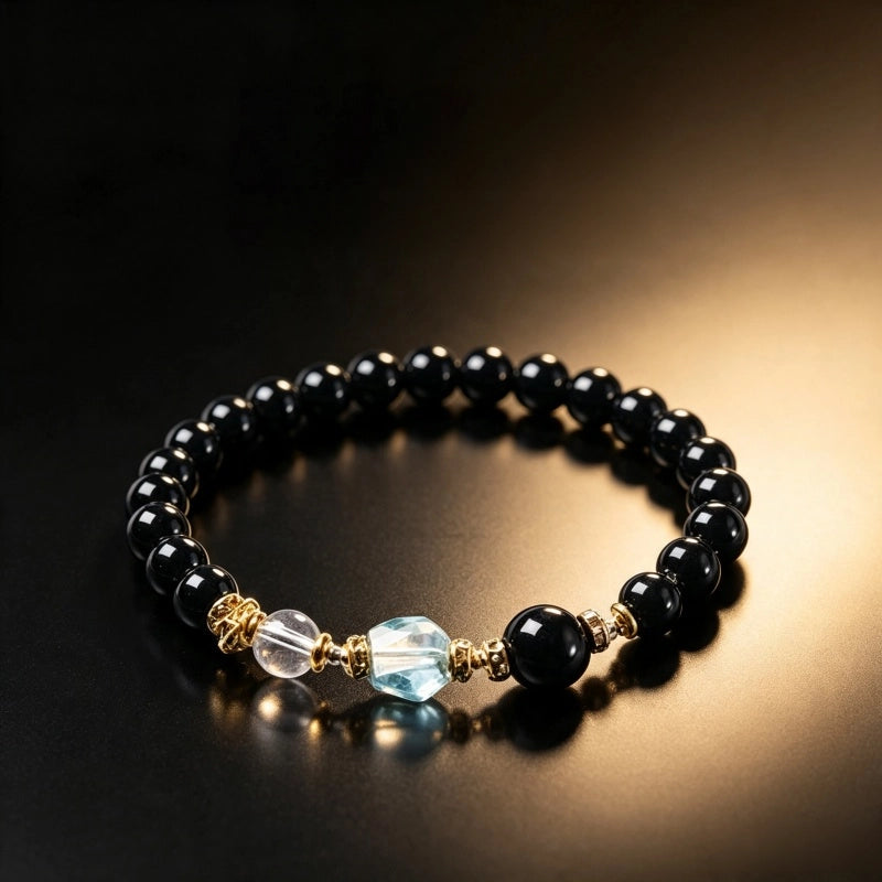 Bracelet en obsidienne naturelle pour l'équilibre de l'élément Eau