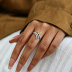 Bague enveloppante Soleil Étoile en Citrine Naturelle