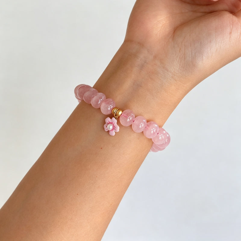 Bracelet en cristal naturel Fleurs de pêcher